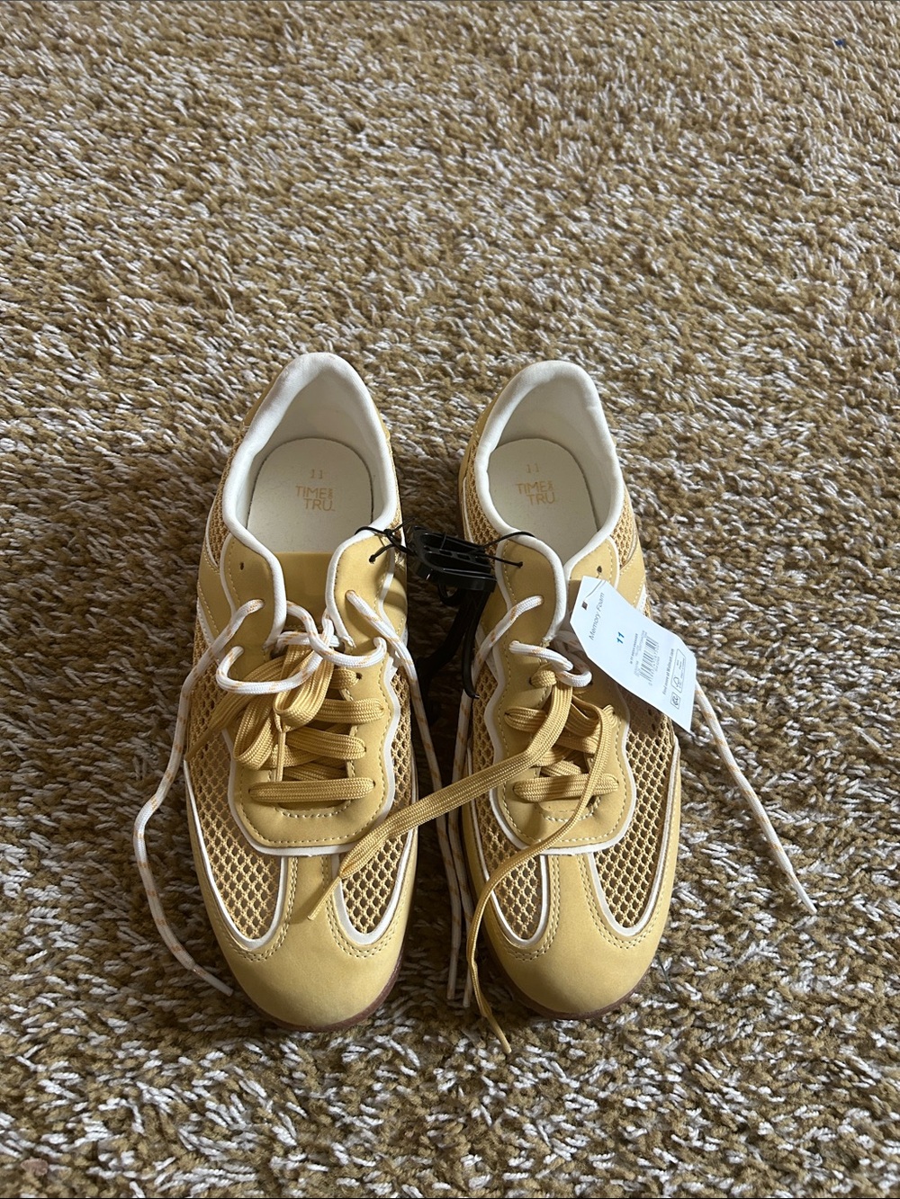 Time and Tru Yellow Mesh Lace-Up Sneakers
